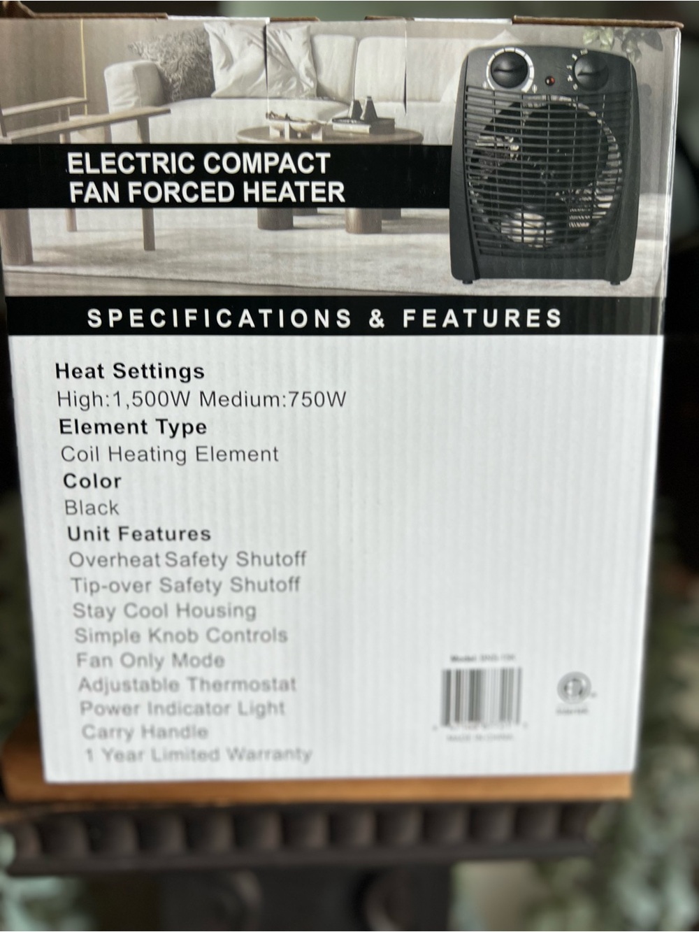 Electric Compact Fan Forced Heater - Gray - Picture 2 of 2